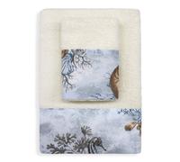 Nada Home Asciugamani bagno stile marino Set 1+1 in spugna di cotone Viso e Ospite 6822
