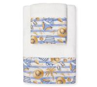 Asciugamani bagno stile marino Set 1+1 in spugna di cotone Viso e Ospite 6822