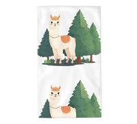 Asciugamani Cute Alpaca Under The Pine Tree Prints Asciugamani Ad Asciugatura Rapida Donne Leggero da Trasportare Telo da Campeggio, per Surfboard, Giardino, Sauna, 40x70cm