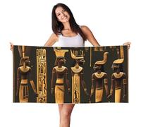 Asciugamani da bagno con stampa di geroglifici egiziani antichi 70 cm x 140 cm, morbidi asciugamani da spiaggia ad asciugatura rapida per bagno, palestra, viaggi