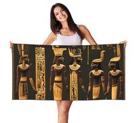 Asciugamani da bagno con stampa di geroglifici egiziani antichi 70 cm x 140 cm, morbidi asciugamani da spiaggia ad asciugatura rapida per bagno, palestra, viaggi