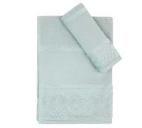 Asciugamani da bagno con tela per il Ricamo a macchina e la Pittura, Set composto da 1 Asciugamano e da 1 Ospite da dipingere o ricamare, Asciugamano bagno 50x80cm più Opite 30x45cm (12 Verde Salvia)