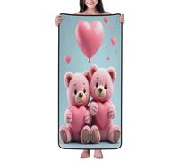 Asciugamani da bagno in cotone per il bagno, stampa rosa con orso carino n. 62, asciugamani in microfibra per il corpo, asciugamano da spiaggia ad asciugatura rapida, morbido asciugamano da doccia per