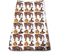 Asciugamani da bagno per le mani di Halloween cappelli di streghe di zucca e gatto qualità asciugamano morbido e assorbente ad asciugatura rapida, marrone a