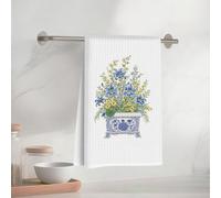 Asciugamani da cucina con fiori blu, riutilizzabili, in microfibra, strofinacci a nido d'ape, per bagno, cucina, casa colonica, regali floreali per donne, mamma amica, 61 x 35,6 cm