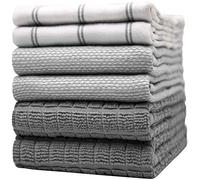 Asciugamani da cucina di alta qualità (50 x 70 cm, 6 pezzi) - Grandi asciugamani da cucina in cotone - Asciugamani piatti e in spugna - Set di strofinacci altamente assorbenti con passante per