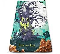Asciugamani da cucina di Halloween, panno per lavare l'auto, asciugamano da bagno per animali domestici, tombe di alberi spettrali, grande stampa artistica dei cartoni animati, asciugamani per il bagn