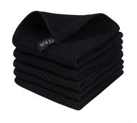 Asciugamani da cucina e strofinacci in puro cotone con trama a nido d'ape, offrono una consistenza morbida e un'elevata assorbenza per uso domestico (nero)