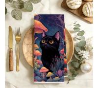 Asciugamani da Cucina Magici con Funghi e Gatti, Panno per Piatti Decorativo in Microfibra Assorbente di Primavera per Animali, Asciugamani a Gabbianella per Cucina, Casa e Bagno, Regali per gli