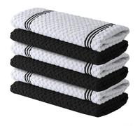 Asciugamani da cucina riutilizzabili in cotone, 30 x 30 cm, altamente assorbente, per ridurre la dipendenza da asciugamani di carta monouso (striscia nera)