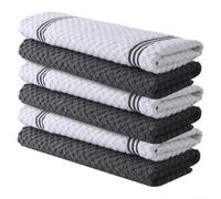 Asciugamani da cucina riutilizzabili in cotone, 30 x 30 cm, altamente assorbente, per ridurre la dipendenza da asciugamani di carta monouso (striscia grigio scuro)