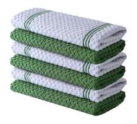 Asciugamani da cucina riutilizzabili in cotone, 30 x 30 cm, altamente assorbente, per ridurre la dipendenza da asciugamani di carta monouso (striscia verde)
