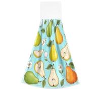 Asciugamani da cucina super morbidi blu a forma di pera, confezione da 2 | Set di 2 asciugamani da cucina, in pile vellutato, 35,6 x 46,2 cm, per porta del forno e tiranti per armadietti