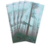 Asciugamani da cucina verde-blu natura foresta albero nebbia - Confezione da 4 strofinacci assorbenti in microfibra per cucina Foresta Fantasia Nebbia Magia Woodland Farmhouse Cucina Asciugamani