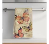 Asciugamani da Cucina Vintage Farfalla, Strofinacci Rustici Decorativi in Microfibra Assorbenti, Tovaglioli da Tè, Asciugamani Morbidi Artistici a Gabbianella per Casa in Stile Fattoria e Bagno