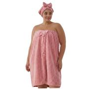 Asciugamani da donna taglie forti, telo da bagno regolabile con cuffia da doccia, gonna da bagno in morbido pile corallo, asciugatura rapida, per dopo la doccia, piscina, palestra, viaggi, stile-1.