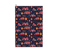 Asciugamani da golf con stampa camion dei pompieri, per uomo e donna, 61 x 40 cm, alla moda, assorbente, ad asciugatura rapida, accessori per la pulizia della palla e borsa da club, con moschettone