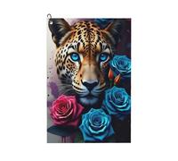 Asciugamani da golf con stampa leopardata rosa n. 883 per sacche da golf per uomo e donna, 61 x 40 cm, alla moda, assorbente, ad asciugatura rapida, accessori per la pulizia delle palline e borse da