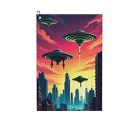 Asciugamani da golf per uomo e donna con stampa di paesaggio urbano UFO con cartoni animati n. 40, 61 x 40 cm, alla moda, assorbenti, ad asciugatura rapida, accessori per la pulizia della palla e