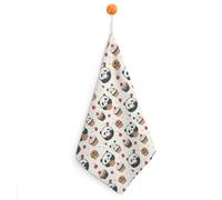 Asciugamani decorativi per il bagno - Simpatico panda stampa torta morbido assorbente piccolo asciugamano da bagno per cucina, fattoria, hotel, spa, tè degli ospiti e fitness con cordino