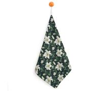 Asciugamani decorativi per il bagno, stampa di foglie di giglio bianco, morbidi e assorbenti, piccoli asciugamani da bagno per cucina, fattoria, hotel, spa, tè degli ospiti e fitness con cordino