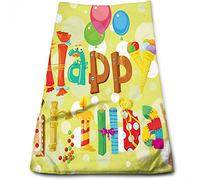 Asciugamani di compleanno per il bagno - Panni per il viso in flanella di alta qualità, Happy Celebration in Funny Ice Cream, Asciugamani con punta delle dita altamente assorbenti e morbidi, Multicolo