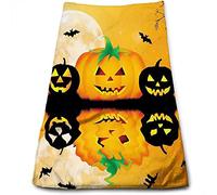 Asciugamani di Halloween, asciugamani per il bagno, pipistrelli della luna piena e tema di ottobre del lago grave, asciugamani per il viso per la cucina, asciugamano bianco, arancione nero 27x16 polli