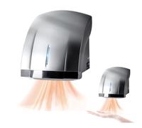 Asciugamani Elettrico Automatico con Sensore, Asciugamani Elettrico Ad Alta velocità da 1800 W, Sensore Senza Contatto, Aria Calda E Fredda Regolabile (Silver)
