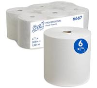 Asciugamani in Rotolo Scott 6667 - 6 Rotoli x 304 m, Colore Bianco, a 1 Velo