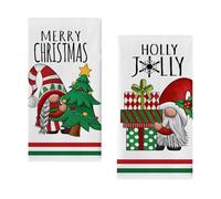 Asciugamani Microfibra Merry Christmas Tree Dwarf Decoration Kitchen Dish Towels Hand Drying Baking And Cooking Cloth Red And Green Winter Festival Decoration Home (A, One Size)