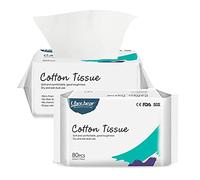 Asciugamani Monouso, PTN Salviette Asciutte in Puro Cotone, Asciugamani Monouso in Tessuto, Tessuto 100% Cotone, 80 Pezzi per Neonati, Salviettine per il Trucco e Panni Usa e Getta(2Pack)