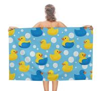 Asciugamani morbidi e assorbenti per uomo e donna, asciugamano da spiaggia ad asciugatura rapida con simpatici cartoni animati gialli, bolle divertenti, paperelle di gomma gialle e turchesi, asciugama