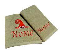 Asciugamani Natalizi Bagno personalizzati. Idea regalo Natale personalizzato. Set viso e ospite asciugamani personalizzati. (Multicolore, Elf)