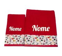 Asciugamani Natalizi Bagno personalizzati. Idea regalo Natale personalizzato. Set viso e ospite asciugamani personalizzati. (Multicolore, Elegance)