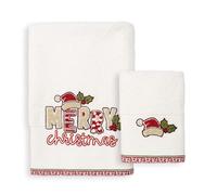 Asciugamani Natalizi Bagno set 1+1 in Spugna di Cotone Decoro Natale 6983