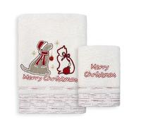 Asciugamani Natalizi Bagno set 1+1 in Spugna di Cotone Decoro Natale 6983