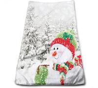 Asciugamani natalizi, Pupazzo di neve in una vacanza innevata a tema, Asciugamani per il bagno, Asciugamani per il viso per la cucina, Asciugamano bianco, bianco e rosso 15 pollici x 27 pollici
