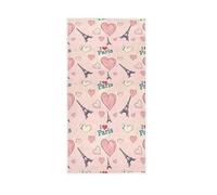Asciugamani Palestra Paris Hearts Eiffel Tower Asciugamani Bagno Portatile Leggeri Asciugamano Bidet 40X70Cm per Picnic Donna Nuoto