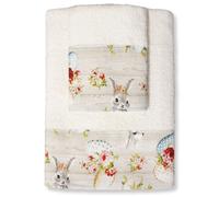 Nada Home Asciugamani Pasquali Bagno set 1+1 in Spugna di Cotone Decoro Pasqua 7054