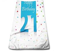 Asciugamani per 21° compleanno ad asciugatura rapida, buon compleanno a tema festa, asciugamani in microfibra altamente assorbenti, uso multiuso come hotel, bagno, a, spa, multicolore - 27 x 16 p