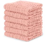 Asciugamani per bambini, in mussola di cotone, grandi, 25,4 x 25,4 cm, morbidi sulla pelle sensibile, assorbenti per ragazzi e ragazze, regalo per neonati e bambini (rosa lace, confezione da 6-25 x 25