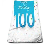 Asciugamani per il 100° compleanno, desiderio di una festa di compleanno per 100 anni, asciugamani per il bagno, asciugamani per il viso per la cucina, asciugamano bianco, blu bianco 15 pollici x 27 p