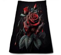 Asciugamani per Le Mani Red Roses On A Black Background in The Style Pattern Resistente Asciugamano Durevole Asciugamani Ospiti per Palestra Viaggi Hotel 40X70cm