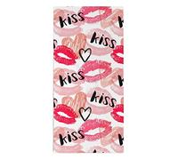 Asciugamani Rosa Labbra Rosse Bacia Il Giorno Dell'Amore Romantico Microfibra Telo Mare Portatile Premium Biancheria da Bagno per Nuoto Viaggio Spiaggia 40X70Cm
