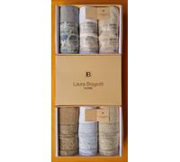 ASCIUGAMANI SPUGNA BAGNO SET 3+3 3 VISO + 3 OSPITE LAURA BIAGIOTTI 100% COTONE