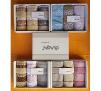 ASCIUGAMANI SPUGNA BAGNO SET 3+3 3 VISO + 3 OSPITE NOVIA 100% COTONE