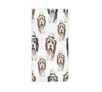 Asciugamani Viso Dogs Wearing Hats Pattern Asciugamani Bagno Leggeri Resistente Asciugamano Viso 40X70Cm per Fitness Viaggi Nuoto
