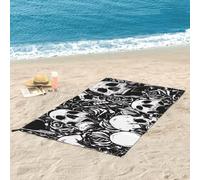 Asciugamano Ad Asciugatura Rapida Jungle Tigers Cub, Super Assorbente E Leggero, in Microfibra, per Avventure All'aperto E Uso Domestico., Black Floral Skull, 31.5"x63"