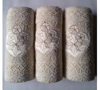 Asciugamano Blu even collection 3+3 panna con macramè Armonia 3. N113