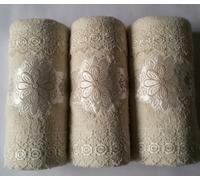 Asciugamano Blu even collection 3+3 panna con macramè Armonia. N112